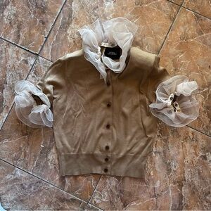 Marc Jacobs Runway camel Short sleeve Sweater with Ruffle Details